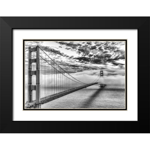 Evening Commute BW Black Modern Wood Framed Art Print with Double Matting by Gordon, Dave