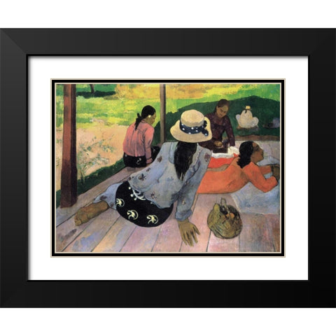 The Siesta Black Modern Wood Framed Art Print with Double Matting by Gauguin, Paul