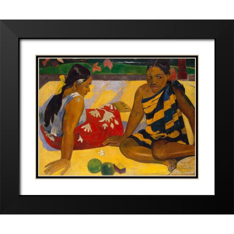 What News Black Modern Wood Framed Art Print with Double Matting by Gauguin, Paul