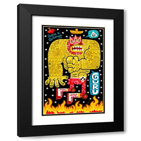 Guru Black Modern Wood Framed Art Print with Double Matting by Gutierrez, Jorge R.