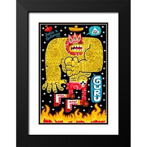 Guru Black Modern Wood Framed Art Print with Double Matting by Gutierrez, Jorge R.