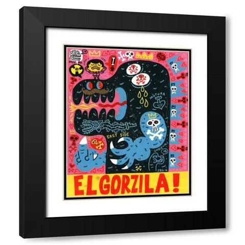 Monstro Black Modern Wood Framed Art Print with Double Matting by Gutierrez, Jorge R.