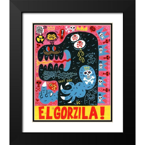 Monstro Black Modern Wood Framed Art Print with Double Matting by Gutierrez, Jorge R.