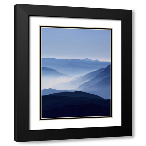 Blue Mountains Black Modern Wood Framed Art Print with Double Matting by Greer, Lexie