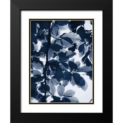 Indigo Leaves Black Modern Wood Framed Art Print with Double Matting by Greer, Lexie