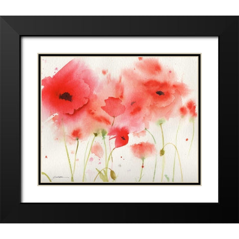 Red Poppies Black Modern Wood Framed Art Print with Double Matting by Golden, Sheila