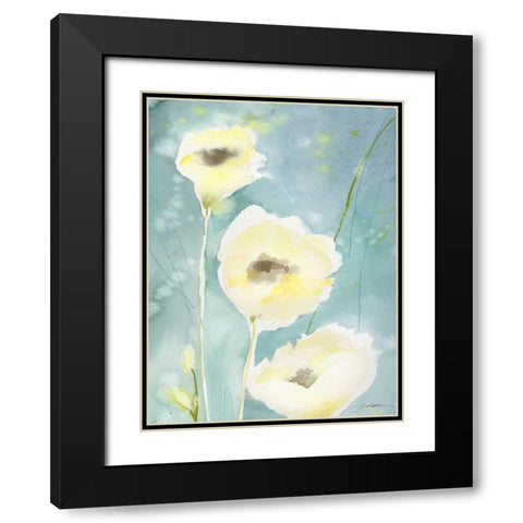 Teal Tones Black Modern Wood Framed Art Print with Double Matting by Golden, Sheila