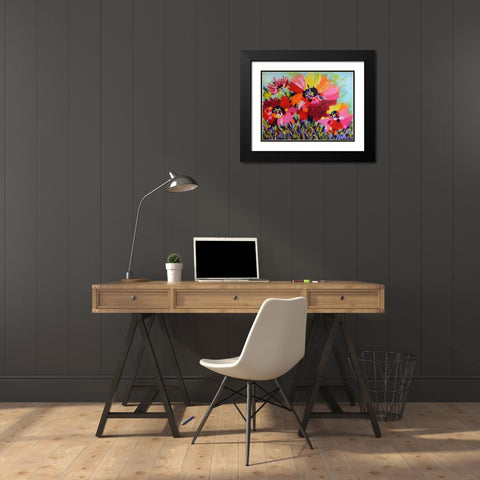 Big Red Poppies Black Modern Wood Framed Art Print with Double Matting by Gatens, Pamela