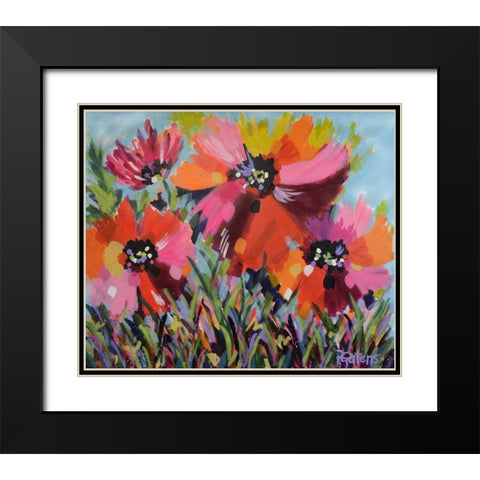 Red Poppy Field Black Modern Wood Framed Art Print with Double Matting by Gatens, Pamela