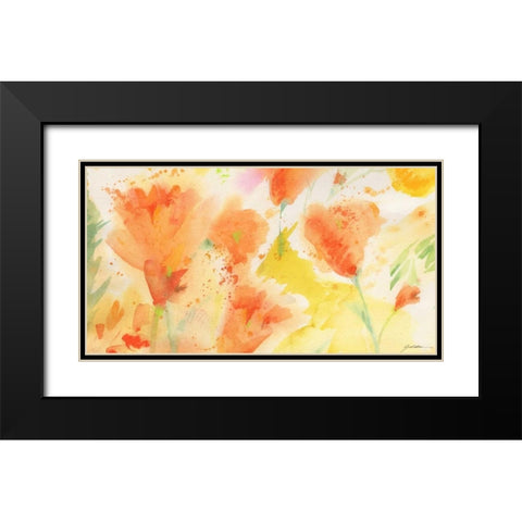 Windblown Poppies #1 Black Modern Wood Framed Art Print with Double Matting by Golden, Sheila