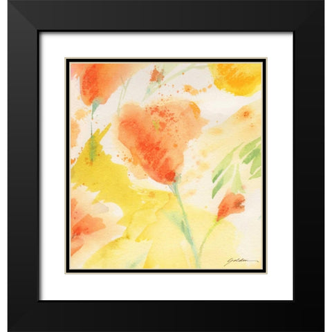 Windblown Poppies #3 Black Modern Wood Framed Art Print with Double Matting by Golden, Sheila