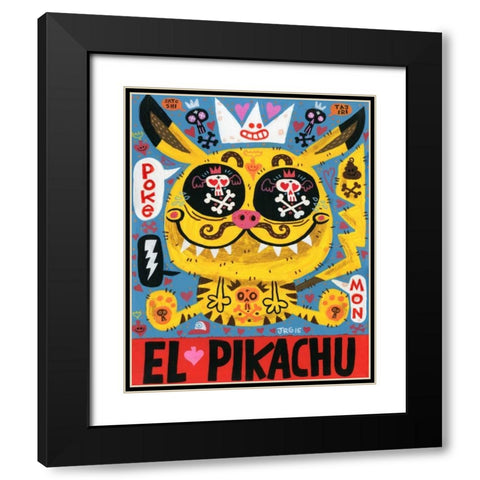 Magic Japanese Cockfighting Black Modern Wood Framed Art Print with Double Matting by Gutierrez, Jorge R.