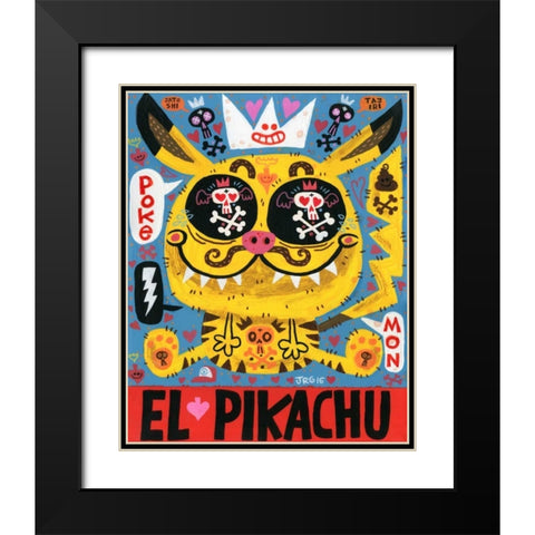Magic Japanese Cockfighting Black Modern Wood Framed Art Print with Double Matting by Gutierrez, Jorge R.