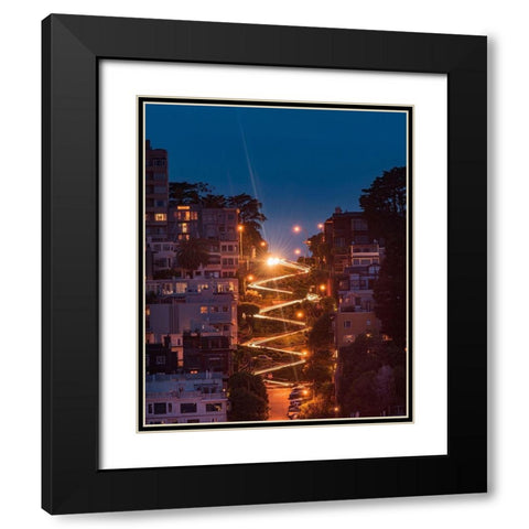 Lombard Street Black Modern Wood Framed Art Print with Double Matting by Getty, Bruce