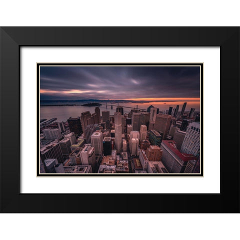 San Francisco Look Down Black Modern Wood Framed Art Print with Double Matting by Getty, Bruce