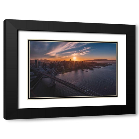 Sunset Explosion Black Modern Wood Framed Art Print with Double Matting by Getty, Bruce