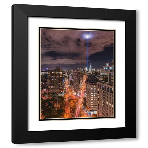 Tribute Lights Flatiron District Black Modern Wood Framed Art Print with Double Matting by Getty, Bruce