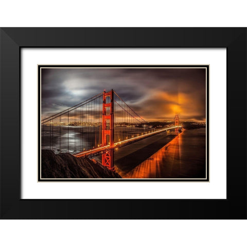 Golden Gate Evening Black Modern Wood Framed Art Print with Double Matting by Gavrilis, John