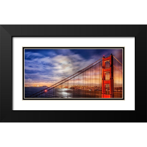 N. Tower Panorama - GG Bridge Black Modern Wood Framed Art Print with Double Matting by Gavrilis, John