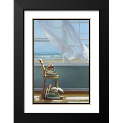 Summer Reading List Black Modern Wood Framed Art Print with Double Matting by Hollingsworth, Karen