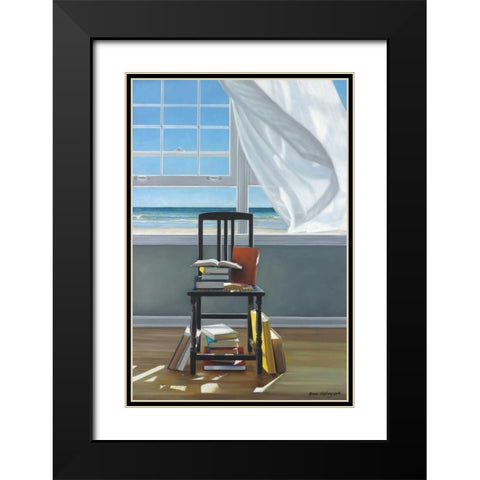 Beach Scholar Black Modern Wood Framed Art Print with Double Matting by Hollingsworth, Karen