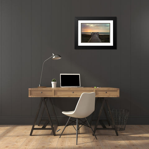 Sunset Pier Black Modern Wood Framed Art Print with Double Matting by Hanna, Dawn D.