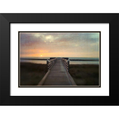 Sunset Pier Black Modern Wood Framed Art Print with Double Matting by Hanna, Dawn D.