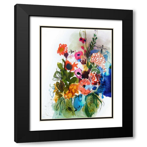 Flowers and Insects One Black Modern Wood Framed Art Print with Double Matting by Hamidieli, Fotini