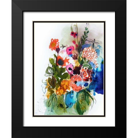 Flowers and Insects One Black Modern Wood Framed Art Print with Double Matting by Hamidieli, Fotini