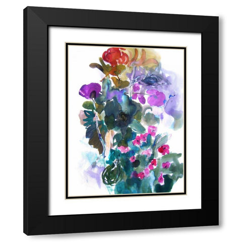 Flowers and Insects Two Black Modern Wood Framed Art Print with Double Matting by Hamidieli, Fotini