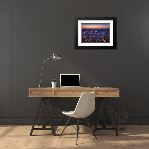 City Lights Black Modern Wood Framed Art Print with Double Matting by Herrera, H.J.
