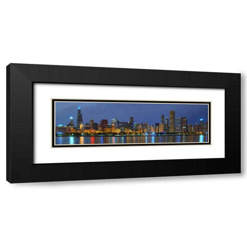 Chicago Skyline Black Modern Wood Framed Art Print with Double Matting by Hiers, Winthrope
