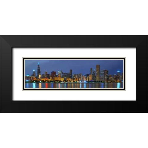 Chicago Skyline Black Modern Wood Framed Art Print with Double Matting by Hiers, Winthrope