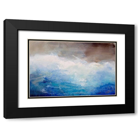 Ombre Blue Black Modern Wood Framed Art Print with Double Matting by Hale, Karen