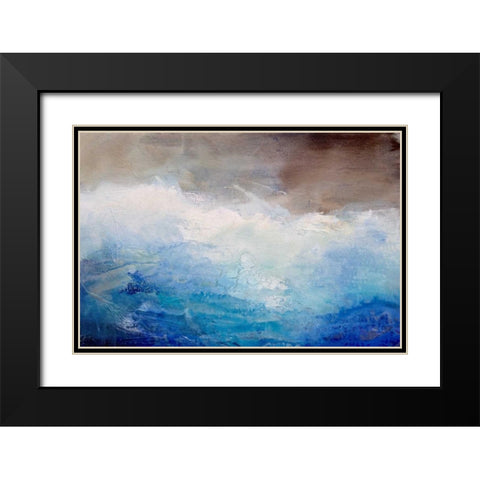 Ombre Blue Black Modern Wood Framed Art Print with Double Matting by Hale, Karen