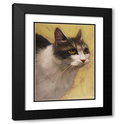 Derby Cat Black Modern Wood Framed Art Print with Double Matting by Hoeptner, Diane