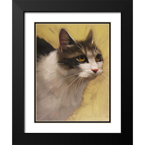Derby Cat Black Modern Wood Framed Art Print with Double Matting by Hoeptner, Diane