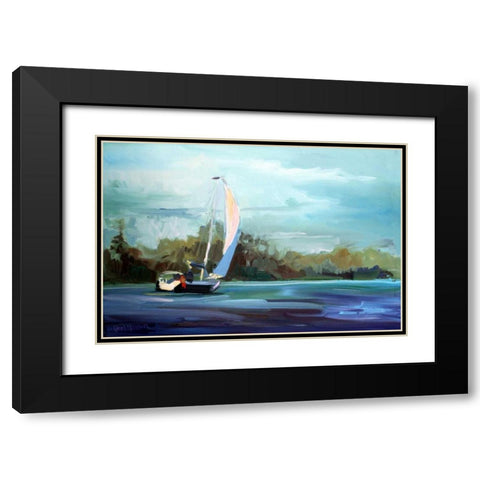 Sailboat Black Modern Wood Framed Art Print with Double Matting by Hallock, Carol