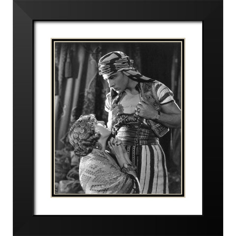 Rudolph Valentino The Son of the Sheik with Vilma Banky Black Modern Wood Framed Art Print with Double Matting by Unknown