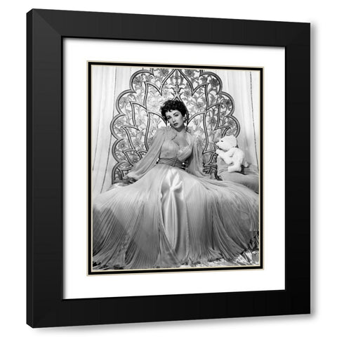 Elizabeth Taylor 1951 Glamour Shoot Black Modern Wood Framed Art Print with Double Matting by Unknown