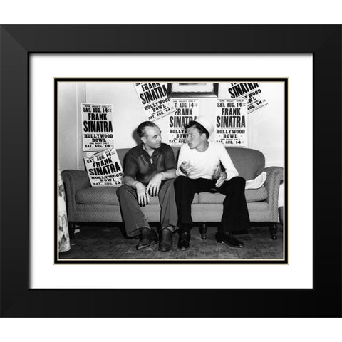 Frank Sinatra Aug. 14, 1943 At the Hollywood Bowl Black Modern Wood Framed Art Print with Double Matting by Unknown