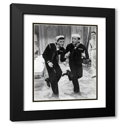 Anchors Aweigh 1945 with Frank Sinatra and Gene Kelly Black Modern Wood Framed Art Print with Double Matting by Unknown