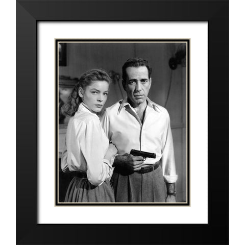 Lauren Bacall and Humphrey Bogart in Key Largo 1948 Black Modern Wood Framed Art Print with Double Matting by Unknown