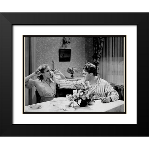 James Cagney and Mae Clark Public Enemy 1931 Black Modern Wood Framed Art Print with Double Matting by Unknown