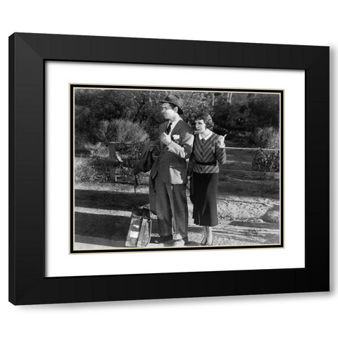 Clark Gable and Claudette Colbert 1934 It Happened One Night Black Modern Wood Framed Art Print with Double Matting by Unknown