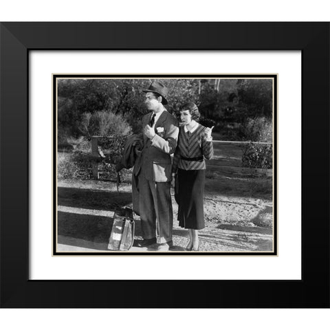 Clark Gable and Claudette Colbert 1934 It Happened One Night Black Modern Wood Framed Art Print with Double Matting by Unknown