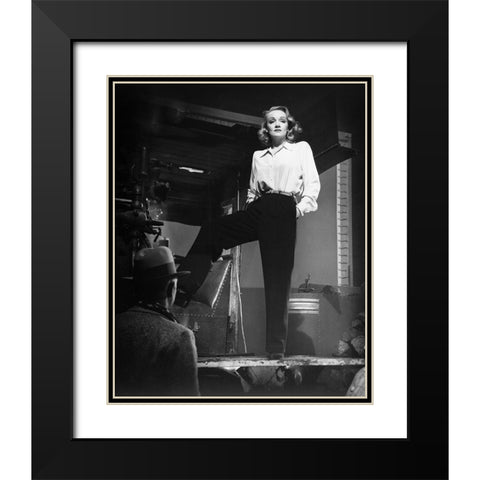 Marlene Dietrich 1940 Black Modern Wood Framed Art Print with Double Matting by Unknown