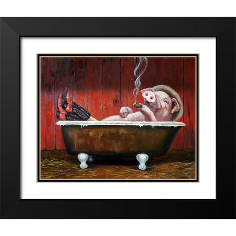 Hog Heaven Black Modern Wood Framed Art Print with Double Matting by Heffernan, Lucia