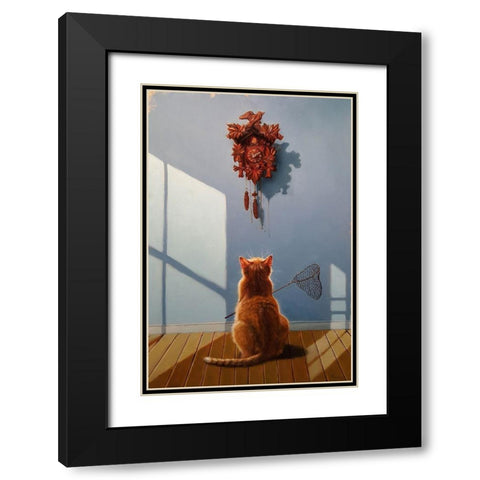 A Timely Lunch Black Modern Wood Framed Art Print with Double Matting by Heffernan, Lucia