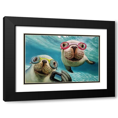 Underwater Selfie Black Modern Wood Framed Art Print with Double Matting by Heffernan, Lucia